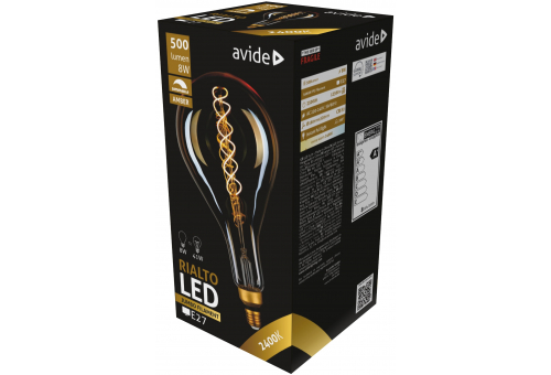 LED Jumbo Filament Rialto 160x320mm Amber 8W E27 2400K Dimmable