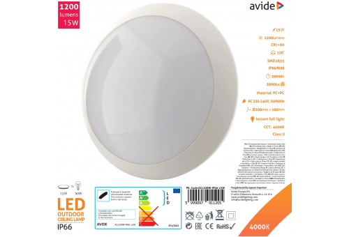 (Neptun) IP66 Ceiling Light 15W NW