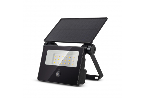 Solar Floodlight 4000K, Replaceable Battery, Compact Solar Panel, 400lm, PIR sensor